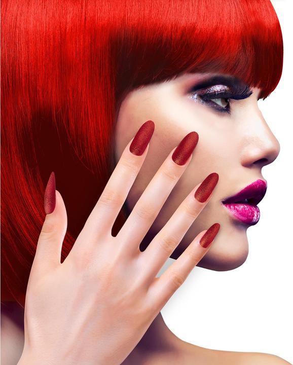 Actual product image Widmann 12 self-adhesive fingernails red glitter