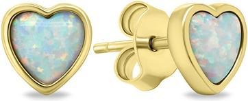 Produktbild Brilio Silver - Delicate gold-plated earrings Hearts with synthetic opals EA610Y