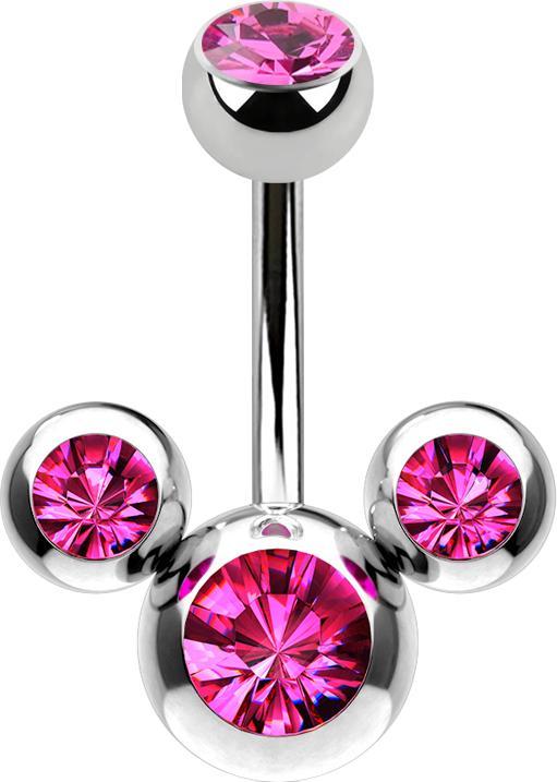 Produktbild Star Piercing Banane silber Micky Maus mit Kristall pink (Chirurgenstahl 316L, ohne Messing)