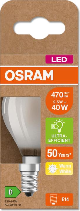 Immagine prodotto Osram OSR LEDFil Drop Ultra 2,5W (E14, 2.50 W, 470 lm, 1 x, B)