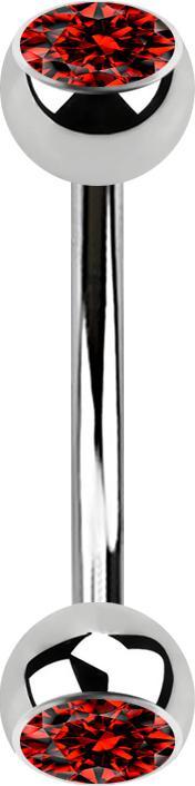 Produktbild Star Piercing Banane silber mit zwei Kugeln Kristall rot (Chirurgenstahl 316L)