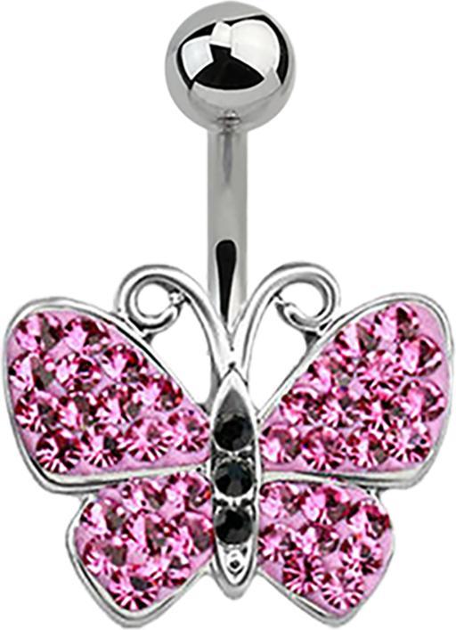 Immagine prodotto Star Piercing Banana argento Farfalla rosa (Acciaio chirurgico 316L)
