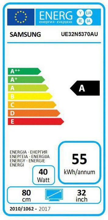 Energy Label Samsung UE32N5370 (32", LCD, Full HD, 2019)