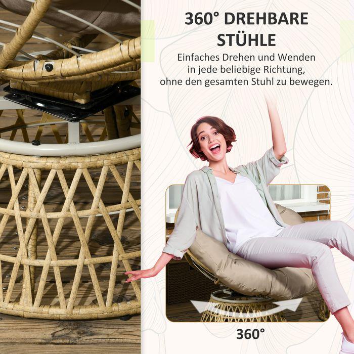 Produktbild Swisshandel24 Gartenmöbel-Set 3-tlg., Bistro-Set inkl. Couchtisch, 2 Stühle, Gartensitzgruppe mit Kissen, Gartenga (45 cm)