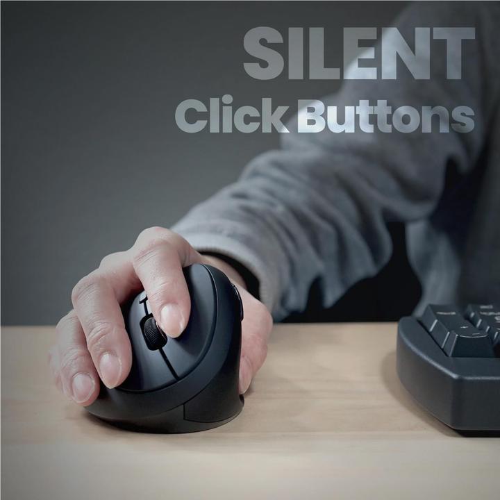Immagine prodotto Perixx PERIMICE-719L, Piccolo mouse ergonomico per mancini, senza fili, nero (Senza fili)
