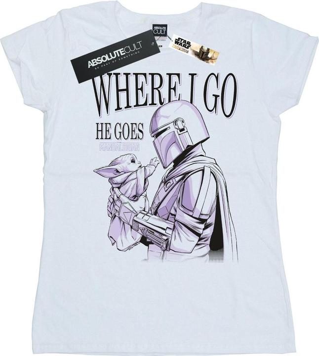 Actual product image Star Wars Womens/Ladies The Mandalorian Where I Go Cotton T-Shirt (S)
