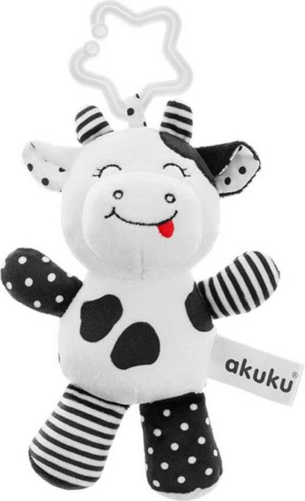 Image du produit Akuku A0471 Vache Hochet Vache Noir Et Blanc Peluche