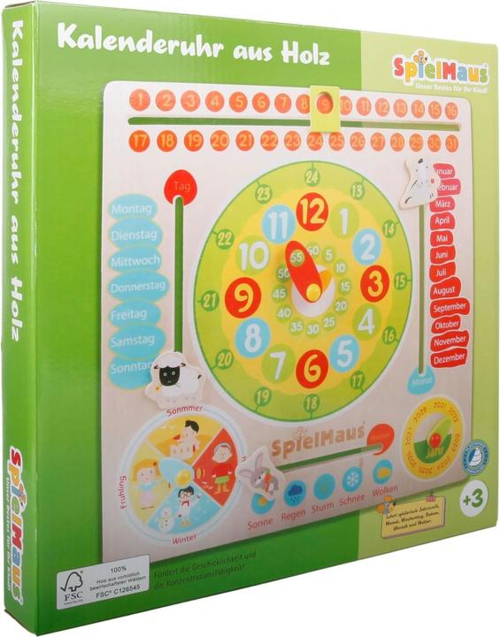 Immagine prodotto Spielmaus SMH Calendario Orologio Legno 30x30cm