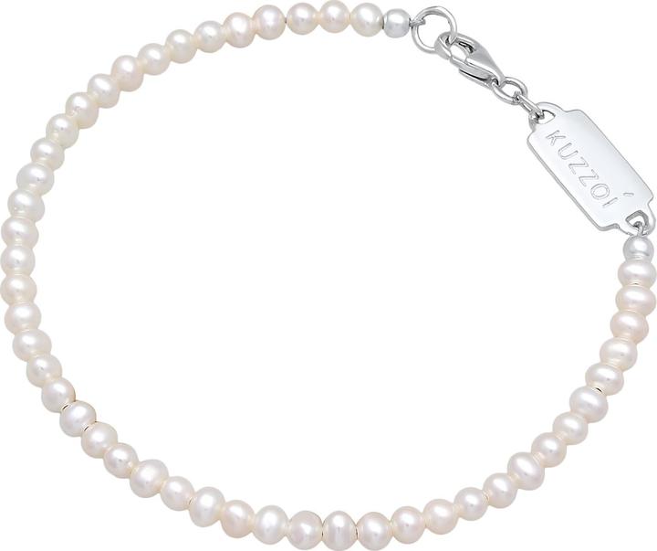 Produktbild Kuzzoi Armband Süsswasserperlen klassisch schlicht 925 Silber (21 cm, No stone, Edelstahl, Süsswasserzuchtperlen, 925er Sterling Silber)