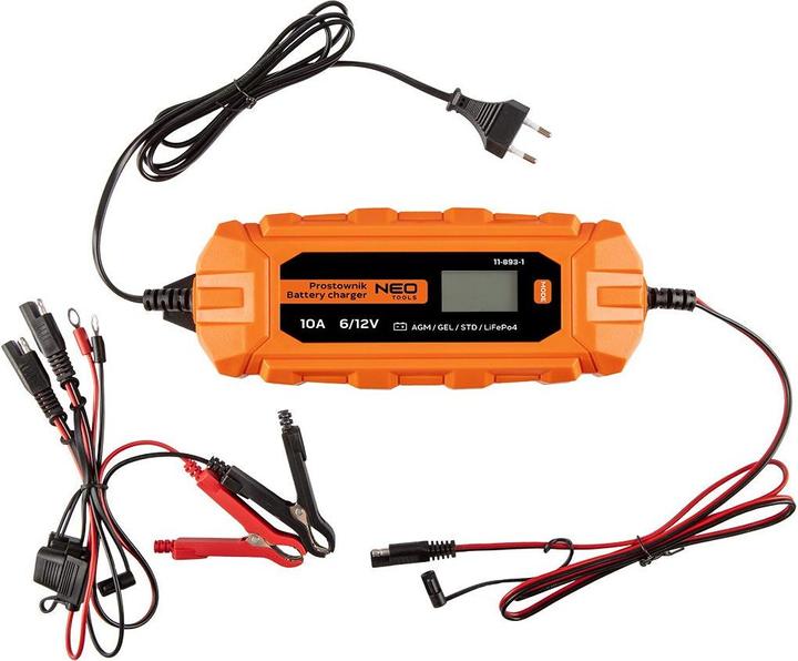 Immagine prodotto Neo Caricabatterie automatico 10A/160W 3-200Ah per batterie ad acido / AGM / GEL (12V, 10 A)