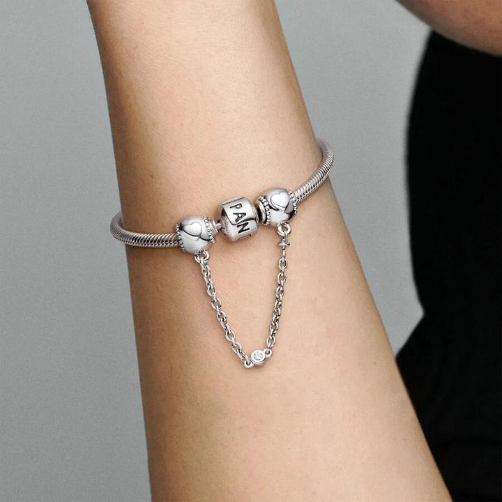 Image du produit Pandora Chaîne confort avec coeurs en relief (5 cm, Argent)