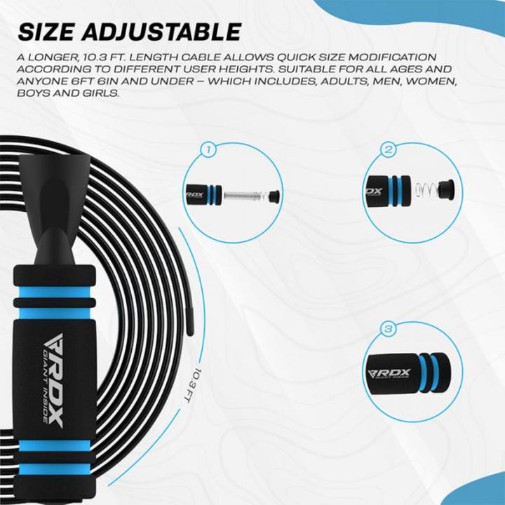 Actual product image Rdx Skipping Rope With Weight X2 Blue-10.3Ft (15763) (304 cm)