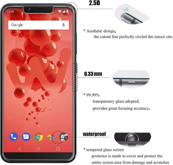 Actual product image Screenguard Wiko View 2 Plus Protective Glass Film Case Friendly Design (1 Piece, Wiko View 2 Plus)