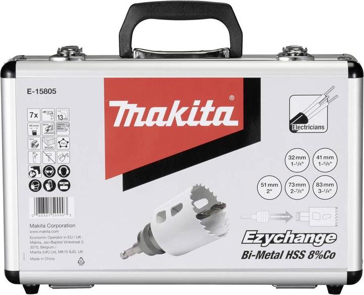 Actual product image MGA MAKITA HOLE SET FOR ELECTRICIANS "EZYCHANGE" 7 pcs. (32,41,51,73,83MM)+ADAPTER+ (41, 51, 73, 83 mm, 32.0 mm)