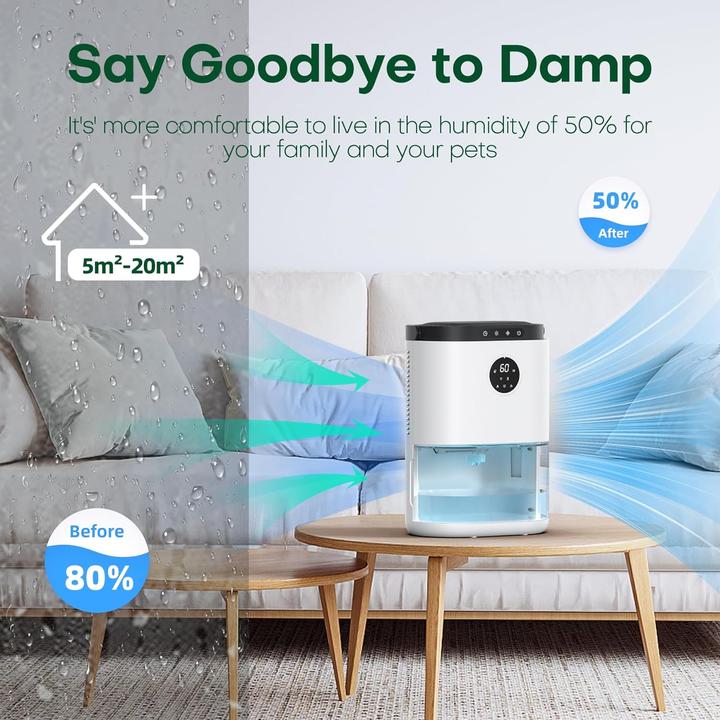 Actual product image Conopu luchtontvochtiger - Fluisterstille werking in ruimtes tot 50m2 - Ontvochtigt tot 800ml per dag - Sto (20 m²)