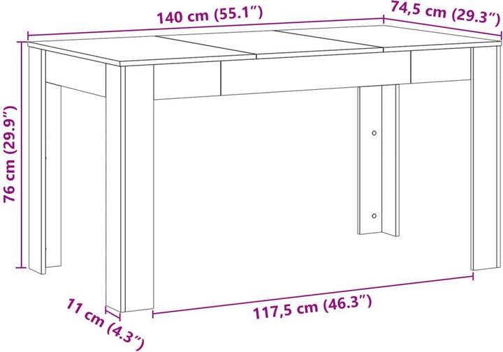 Produktbild VidaXL Esstisch (140 x 74.5 x 76 cm)