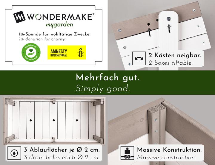 Produktbild Wondermake Design-Vertikalbeet "planverto1" mit 3 Pflanzkästen, Fichte (weiss-grau)