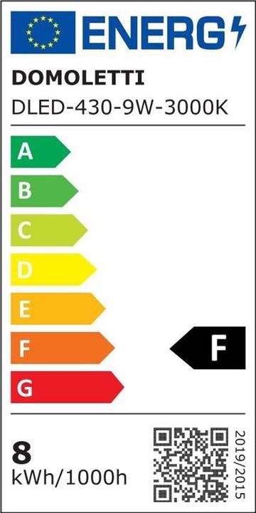 Etichetta energetica Domoletti PANNELLO LED DLED-430 9W 3000K R