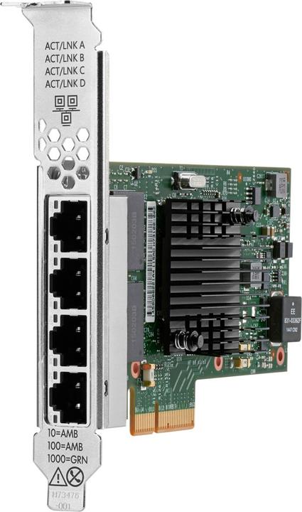 Image du produit HPE I350-T4 - Adaptateur réseau - PCIe 2.0 x4 - Gigabit Ethernet x 4 - voor ProLiant DL325 Gen10, DL345 (PCI Express 2.0 x4)