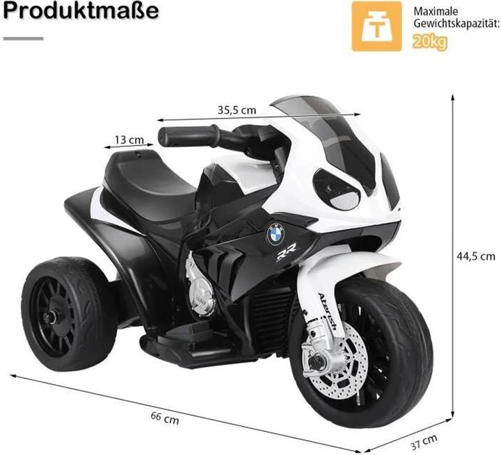 Image du produit Homcom Kinder Elektro Motorrad mit Licht- und Soundeffekte BMW S1000 RR Weiss (6 V)