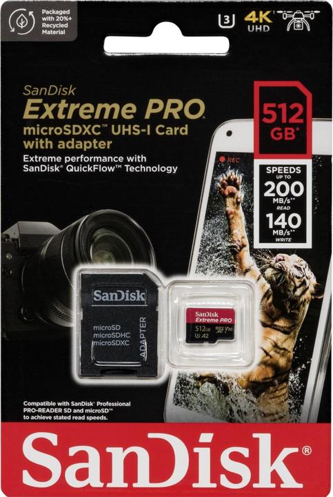 Image du produit SanDisk Extreme PRO UHS-I V30 (512 Go, microSDXC, U3, UHS-I)