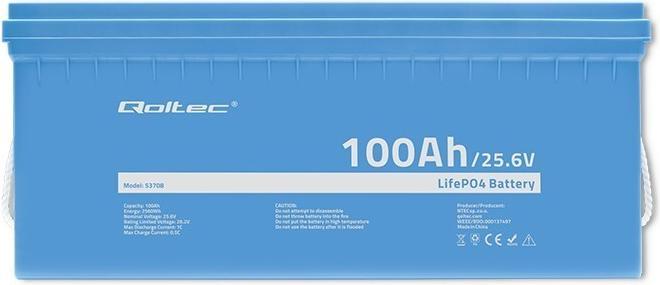 Immagine prodotto Qoltec Accumulatore LiFePO4 Litowo-Żelazowo-Fosforanowy | 25.6V | 100Ah | 2560Wh | BMS (12 V, 200 Ah)