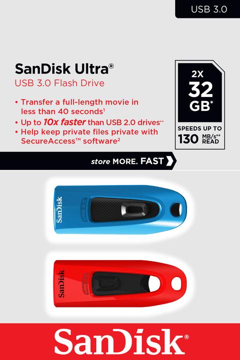 Actual product image SanDisk Ultra (2-Pack) (32 GB, USB-A, USB 3.0)