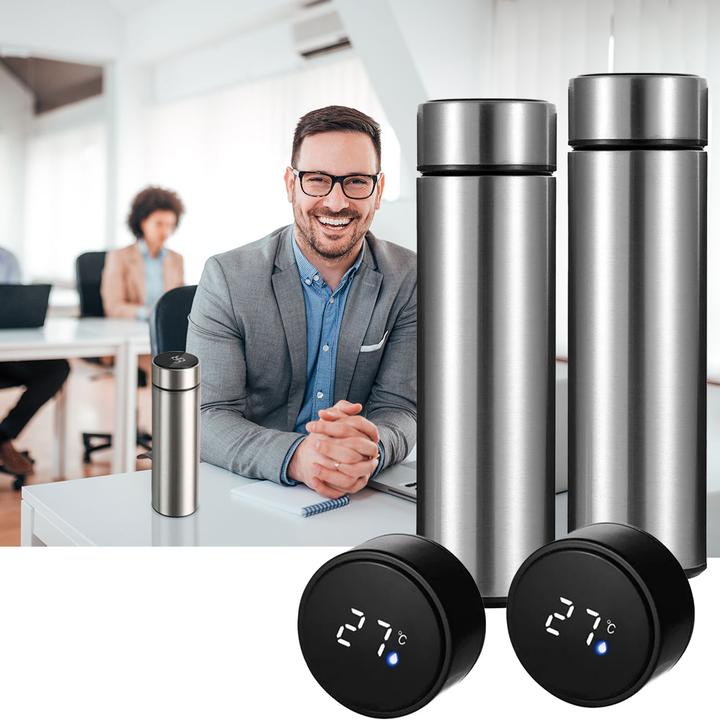 Immagine prodotto Herzberg Set di 2 borracce termiche sottovuoto con display touchscreen e temperatura, 500 ml, senza BPA (0.50 l)