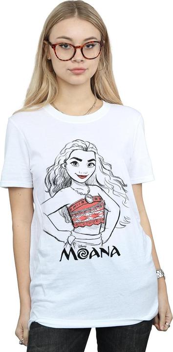Actual product image Disney Womens/Ladies Moana Sketch Cotton Boyfriend T-Shirt (S)