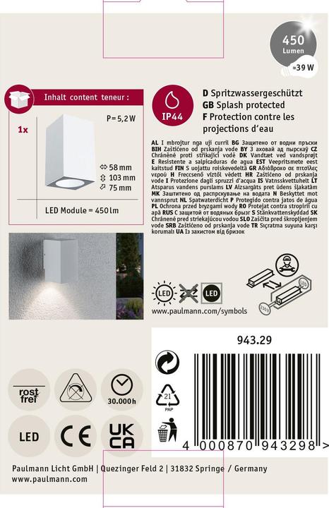 Produktbild Paulmann Flame (450 lm, IP44)