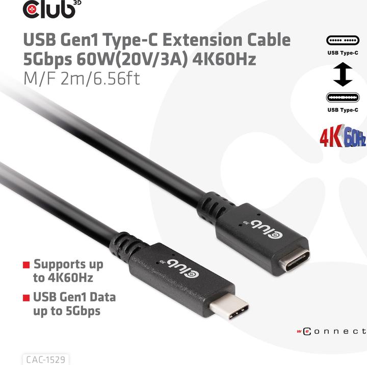 Produktbild Club 3D USB C — USB C (1 m, USB 3.0)