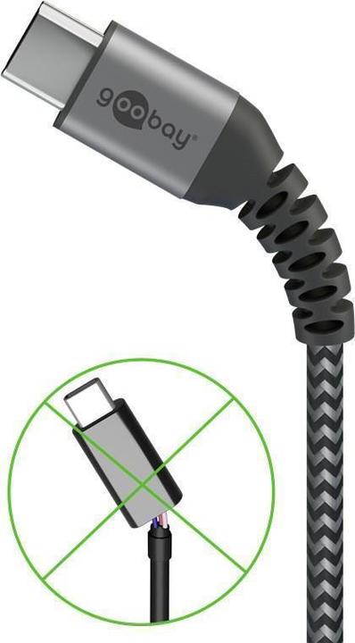 Image du produit Goobay Câble USB-C, textile, connecteur métallique, extra-résistant (0.50 m, USB 2.0)