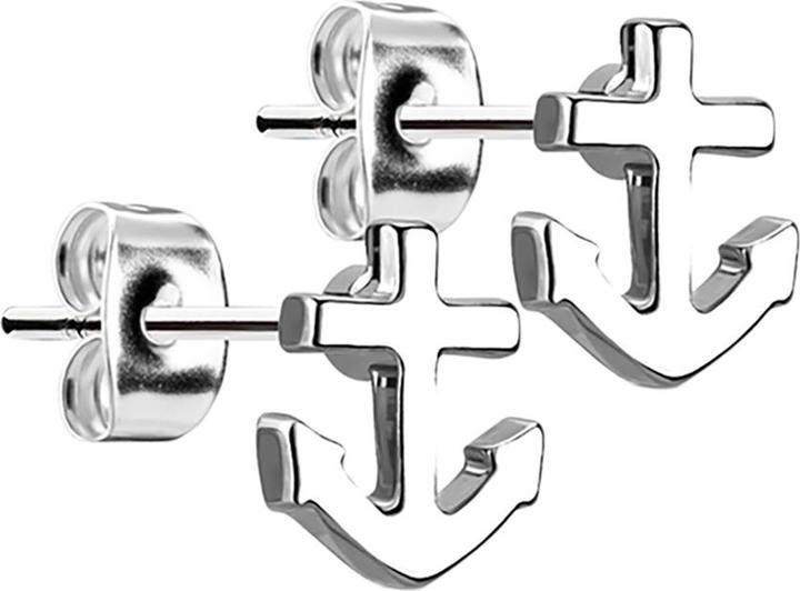 Actual product image Star Piercing Stud earrings anchor silver (Brass, Surgical steel 316L)
