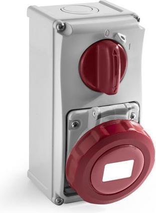 Produktbild Rs Pro Leistungssteckverbinder Buchse Rot 3P+E, 400 V / 32A, Wandmontage IP67