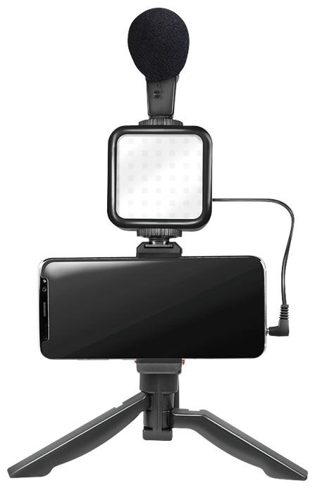 Image du produit LogiLink Kit vlogger avec lumière LED, microphone + trépied, pour smartphones 4,77