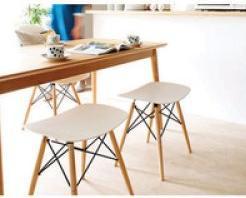 Actual product image Paperflow SKOLL stool, solid beech wood legs, white seat.
