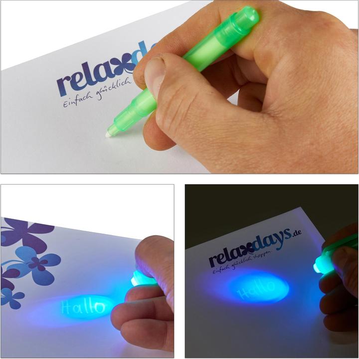 Image du produit Relaxdays Lot de 12 stylos marqueurs à lumière UV