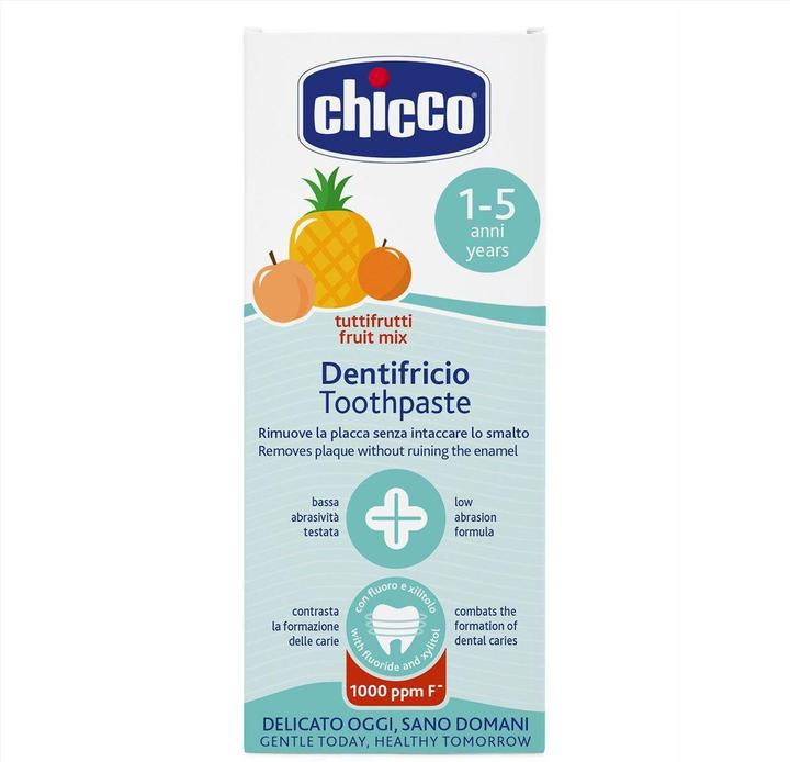 Actual product image Chicco Toothpaste Tuttifrutti with fluoride 1000ppm 1-5y Italian paste (50 ml)