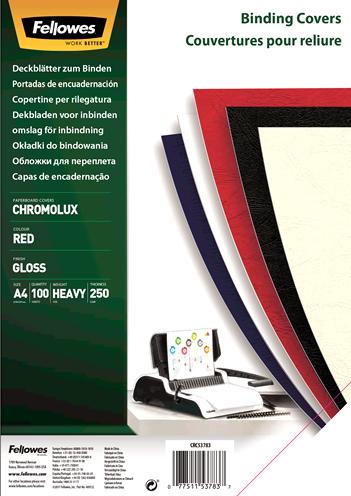 Produktbild Fellowes Chromolux Deckblatt, glänzend, rot