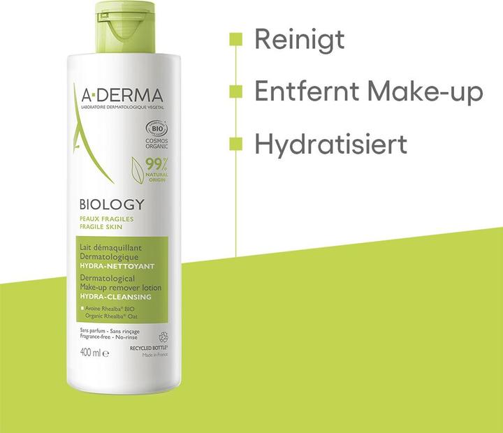 Actual product image A-Derma A derma biology leche desmaq 400ml (Cleansing lotion, 400 ml)