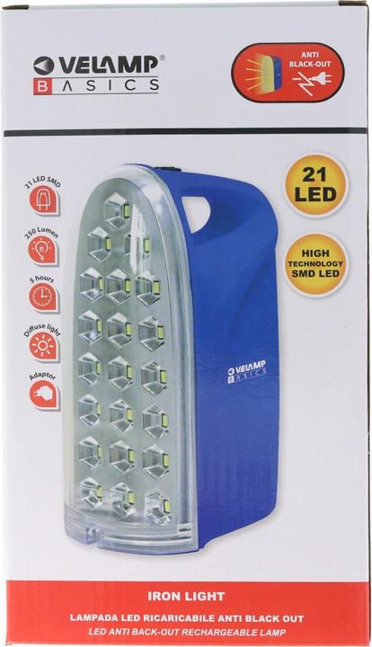 Produktbild Velamp LED-Lampe Anti Black Out, tragbare wiederaufladbare Notleuchte mit externem Ladegerät (250 lm)
