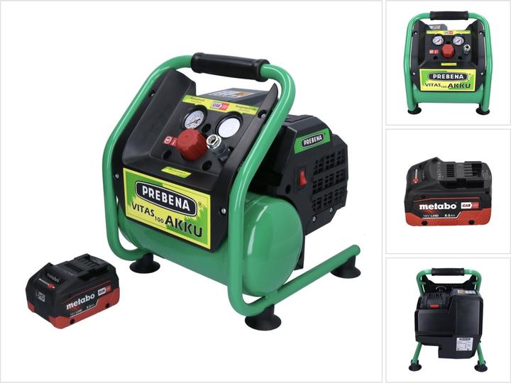 Produktbild Prebena VITAS 100-AKKU Kompressor 18 V 5 l 8 bar CAS Brushless + 1x Akku 8,0 Ah - ohne LadegerÃ¤t (8 Bar, 5 l)