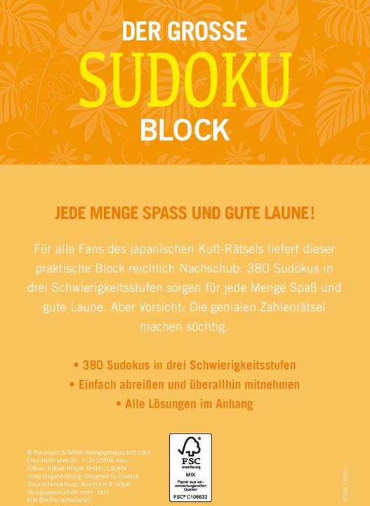 Image du produit Der grosse Sudokublock Band 4 (Allemand, 2020)