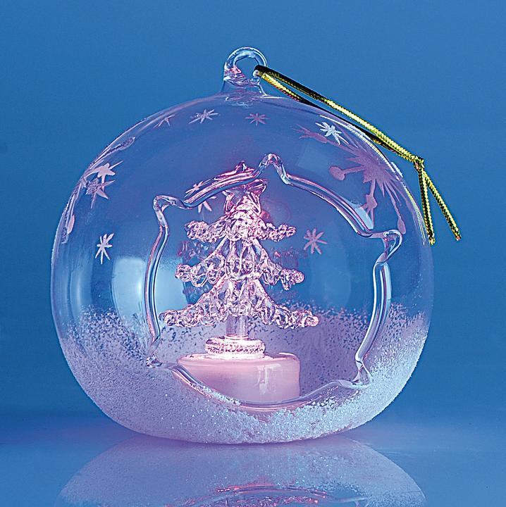 Image du produit Lunartec Ornements en verre LED soufflés à la bouche en forme de boule, lot de 2 (2 -pièce)