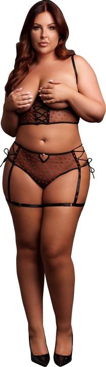 Productafbeelding Le Désir Two Piece Set with Underwired Open-Cup Bra and Panty with Laced Up Details - One Size - Black (Eén maat voor iedereen)
