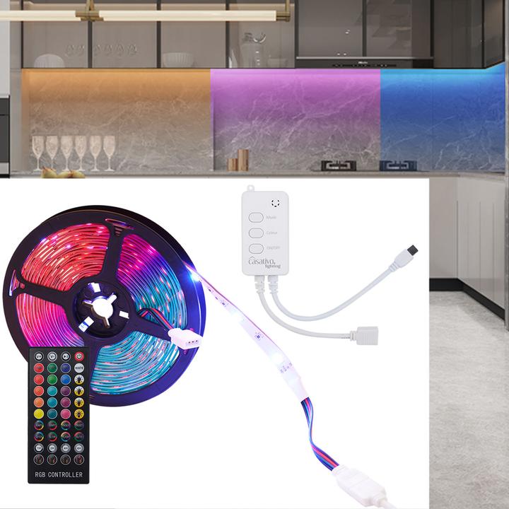 Immagine prodotto Casativo Strisce LED RGB WLAN con app e controllo audio (RGB, 500 cm, Interno)