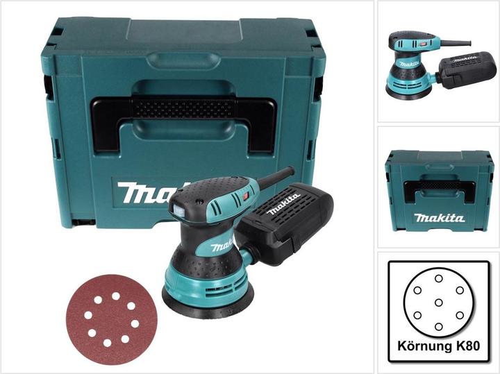 Produktbild Makita BO 5031 Exzenterschleifer 300 Watt 125 mm + 50x Schleifpapier K80 + Makpac (Exzenterschleifer, 300 W)