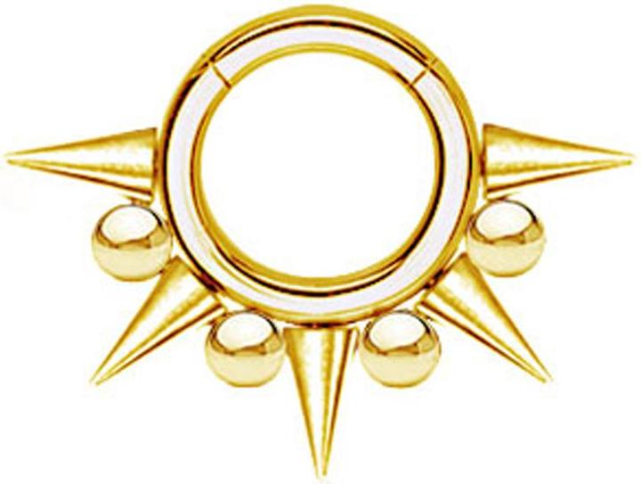 Star Piercing Segmentring klappbar vergoldet Cones und Kugeln (Chirurgenstahl 316L, ohne Messing)