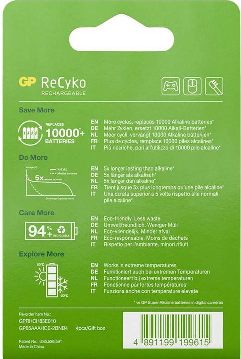 Actual product image GP Batteries ReCyko (6 pcs., AAA, 850 mAh)