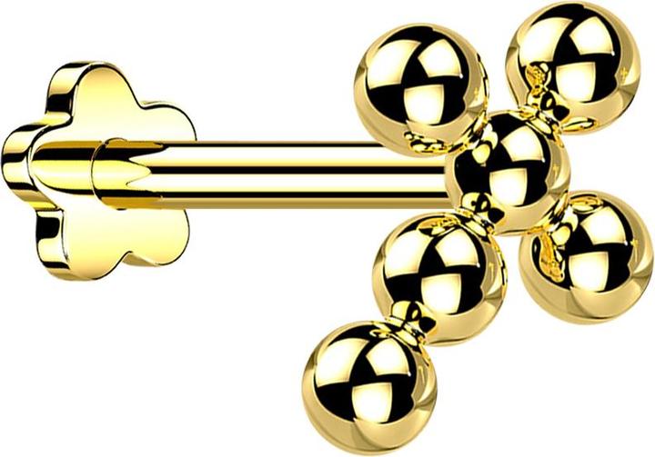 Produktbild Star Piercing Micro Threadless Labret Blume vergoldet Kreuz Kugeln (ohne Messing, Titan G23)